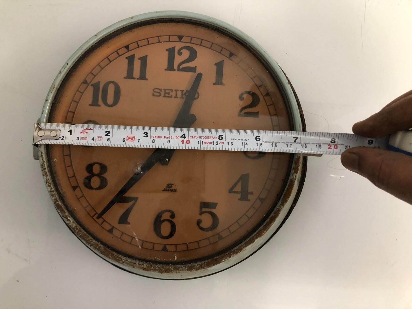 Vintage Japanese Seiko Blue Wall Clock Battery Operated