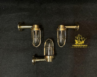 Küsten Messing Wandleuchte 3 Stück Nautische Schott Lampe Marine Vintage Industrieleuchte