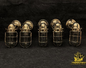 Lámpara de pared náutica de latón, 5 unidades, aplique marino, luminaria costera para interiores y exteriores.