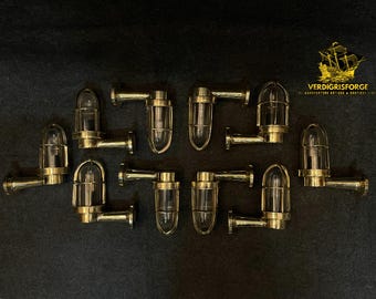 10 PCS Maritime Wall Fixtures, Brass Bulkhead Lamps, Ship Inspired Lighting for Hallway & Staircase