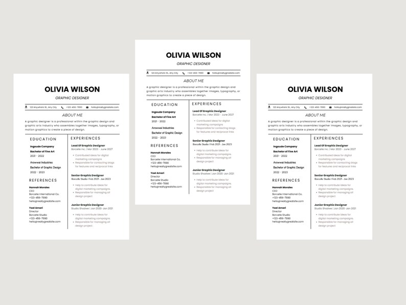 Easy ATS Resume Template Editable Canva CV Friendly Format