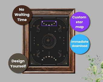 Custom Printable Star Map | Personalized Night Sky Print by Date | Constellation Gift for Anniversary