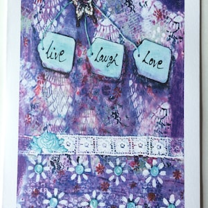 Vivir, reír, amor - A5 tarjeta en blanco de la pintura Original técnica mixta