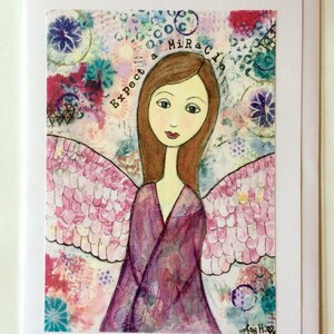 Aspettatevi un miracolo Angelo - A5 vuoto Greetings Card di pittura mista originale