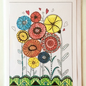 Watercolour Flowers - A5 vuoto Greetings Card di opere d'arte originali supporti misti