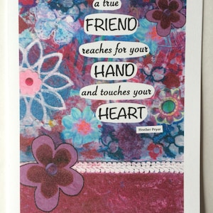 Ein wahrer Freund für Ihre Hand erreicht und berührt dein Herz - A5-leere Gruß-Karte von Original Mixed-Media-Gemälde