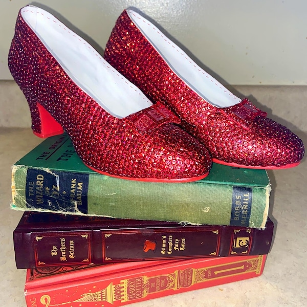 Ruby Slipper Shoes - Wedding - Bridal - Cosplay - Costume - Halloween - Gift - Fantasy - Bride - Heels - Pumps - Rhinestone - Sequins