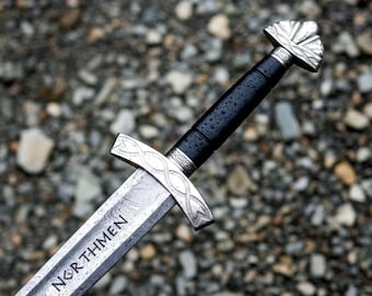 Handmade Northmen Damascus Viking Sword: Ragnar Lothbrok Norse Replica, Forged Groomsmen Gift, Wedding & Anniversary Gift For Husband