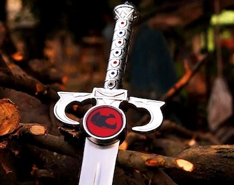 Hand Forged Thundercats Lion-O Sword of Omens Replica: Metal Eye, Cosplay Prop Sword Wall Mounts, Swords Anniversary & Birthday Gift