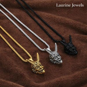 Japanese Oni Mask Necklace | Devil-Inspired Accessory | Gothic Jewelry Gift,Oni Demon Mask Necklace | Japanese Devil Jewelry