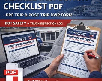 Truck Pre-Trip Inspection and DVIR Form, DOT Safety Log