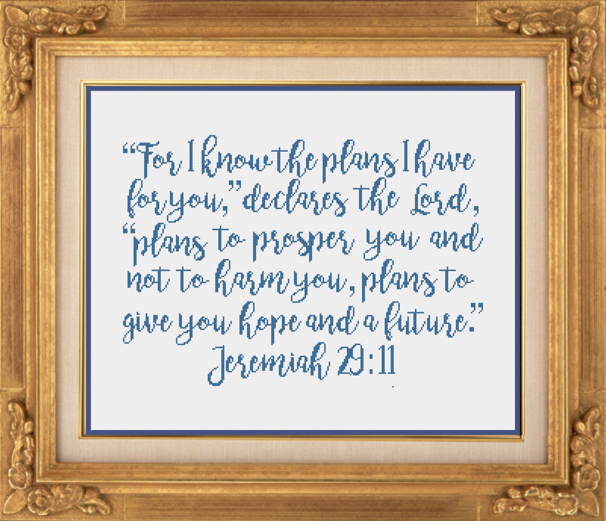 Jeremiah 29:11 {full Bible Verse} Cross Stitch Pattern "for I Know the ...