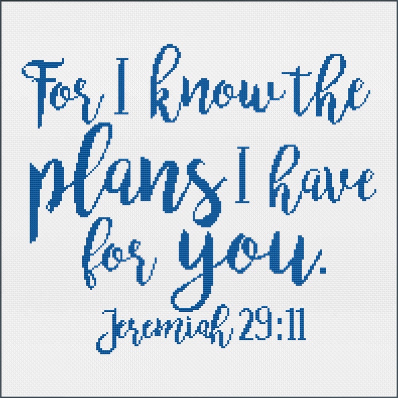Jeremiah 2911 Bible Verse Cross Stitch Pattern for I Etsy