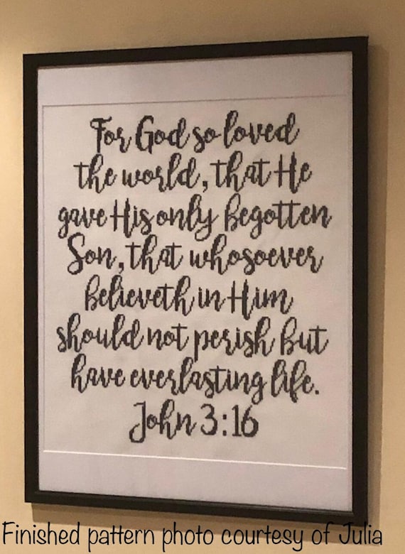 John 3:16 Bible Verse Cross Stitch Pattern 