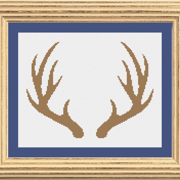 Deer Antlers Modern Silhouette Cross Stitch Pattern -- Instant Digital PDF Download!