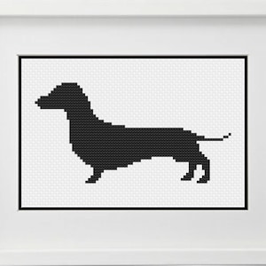 Dachshund Silhouette Modern Cross Stitch Pattern -- Instant Digital PDF Download