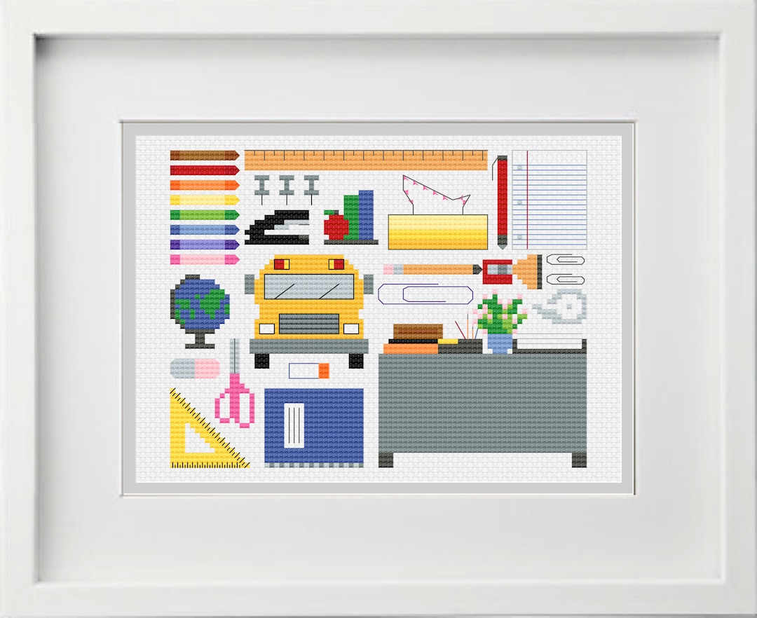 School Sampler Cross Stitch Pattern -- Digital Immediate Download! - Etsy