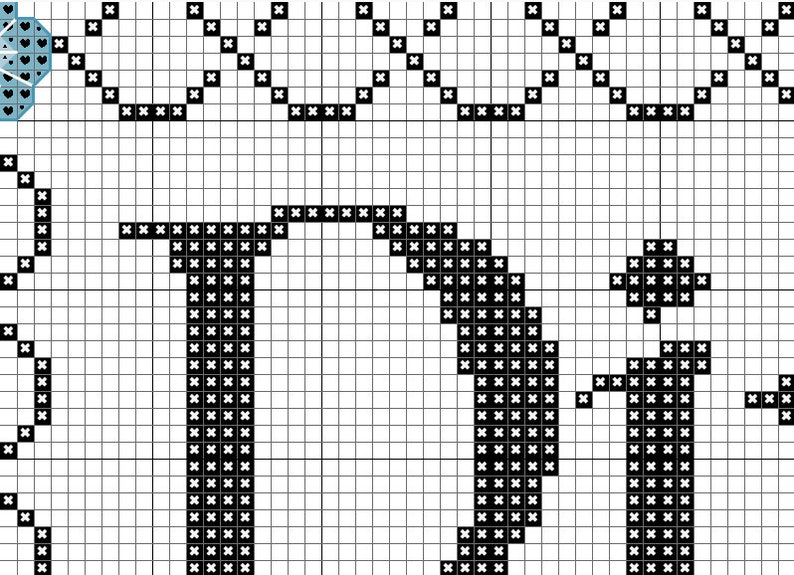 Instant Digital PDF Download Dinna Fash with Forget-Me-Nots Cross Stitch Pattern