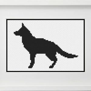 German Shepherd Dog GSD Silhouette Cross Stitch Pattern -- Instant Digital PDF Download