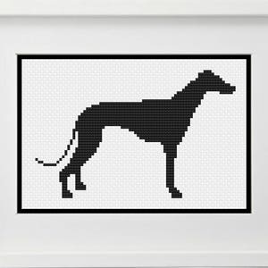 Greyhound silhouet moderne eenvoudige Cross Stitch patroon--Instant digitale PDF-download!