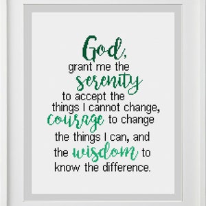 Serenity Prayer Cross Stitch Pattern -- Instant Digital PDF Download!