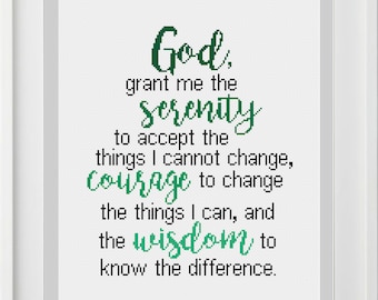 Serenity Prayer Cross Stitch Pattern -- Instant Digital PDF Download!