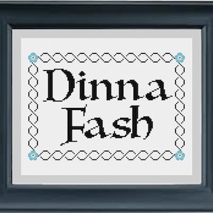 Instant Digital PDF Download Dinna Fash with Forget-Me-Nots Cross Stitch Pattern