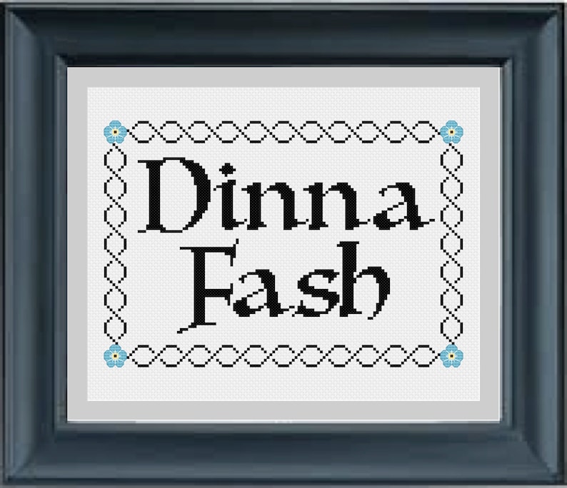 Instant Digital PDF Download Dinna Fash with Forget-Me-Nots Cross Stitch Pattern
