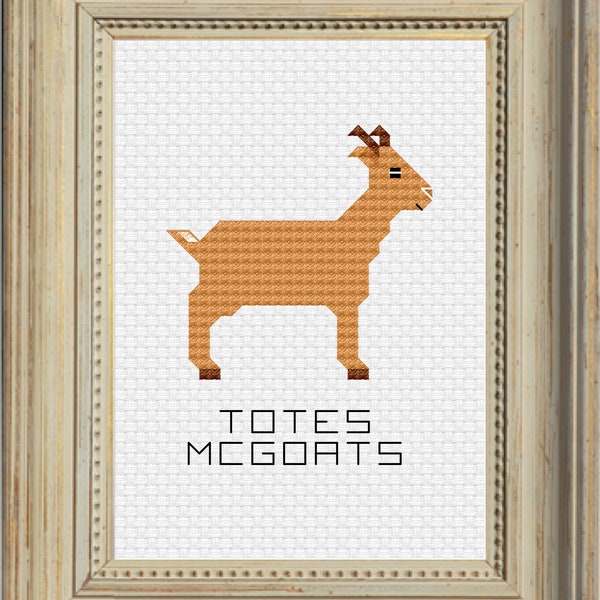 Totes McGoats Small Mini Goat Cross Stitching Pattern -- Instant Digital PDF Download!