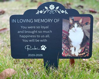 Gepersonaliseerde kat foto gedenkteken, aangepaste kat hond grafmarkering, kat verlies cadeau, huisdier verlies sympathie cadeau, gedenkplaat, foto eerbetoon