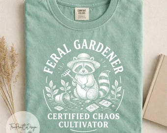 Camiseta de mapache jardinero salvaje, camiseta de jardinería Chaos Cultivator