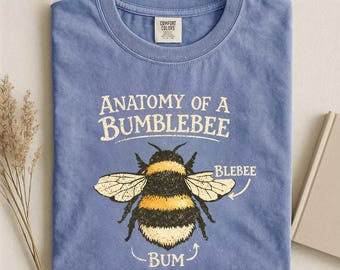Maglietta con anatomia di un bombo, t-shirt con grafica di ape in stile vintage
