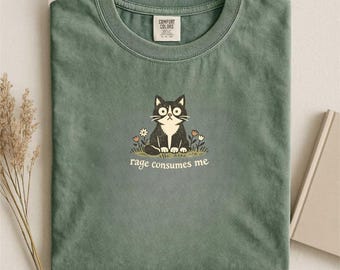 Camiseta divertida con meme de gato: Camiseta gráfica "La rabia me consume", regalo para amantes de los gatos de Comfort Colors