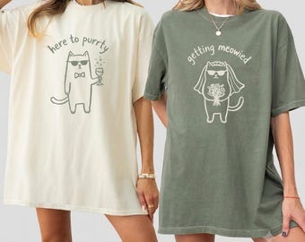 Cat Theme Bachelorette Shirts, Getting Meowied Cat Lover Bachelorette Party Tees