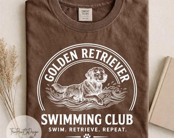 Golden Retriever Swimming Club Shirt, Vintage Dog Graphic Tee