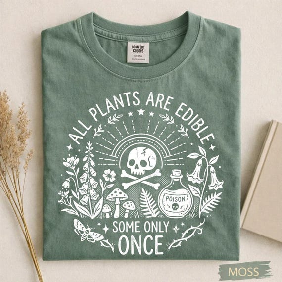 Botanical Skull Shirt, Goth Nature Graphic Tee, Comfort Colors Unisex Apparel