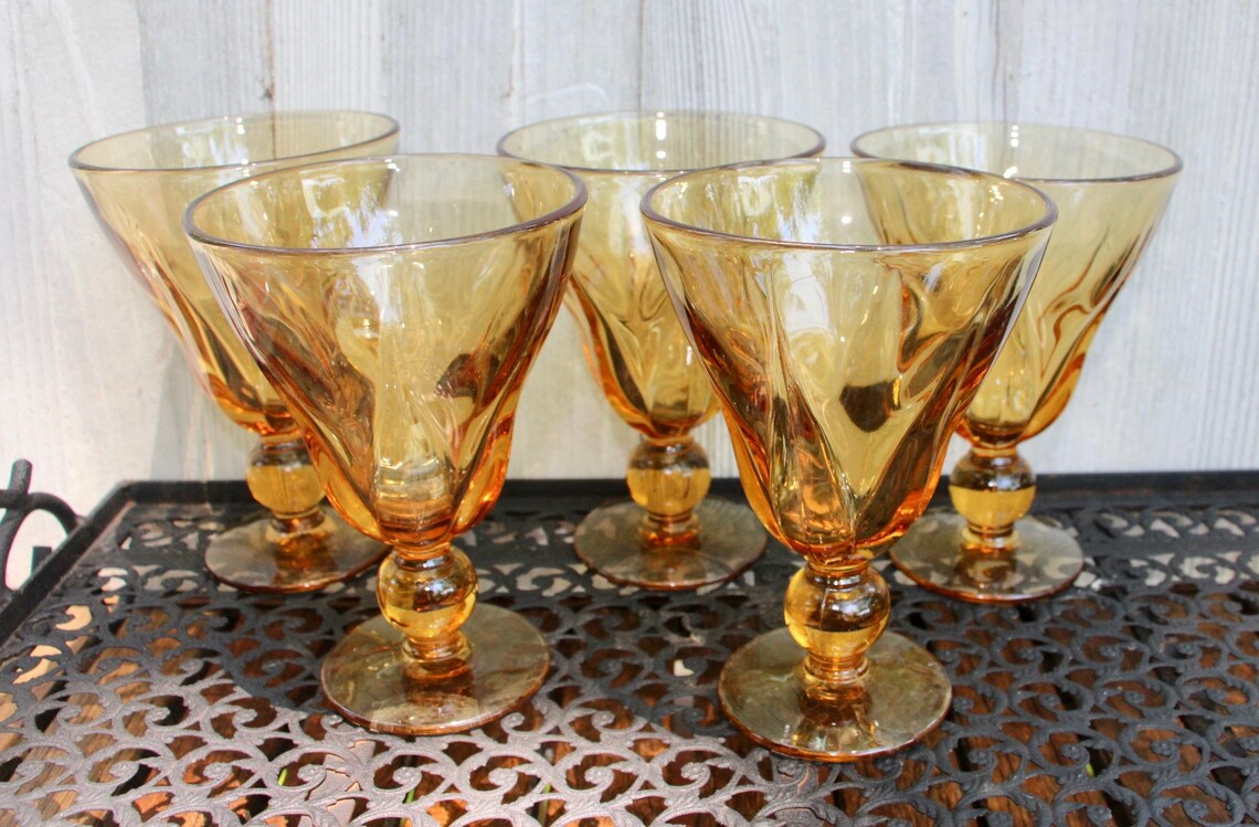 Vintage gold glasses/parfait glasses Etsy