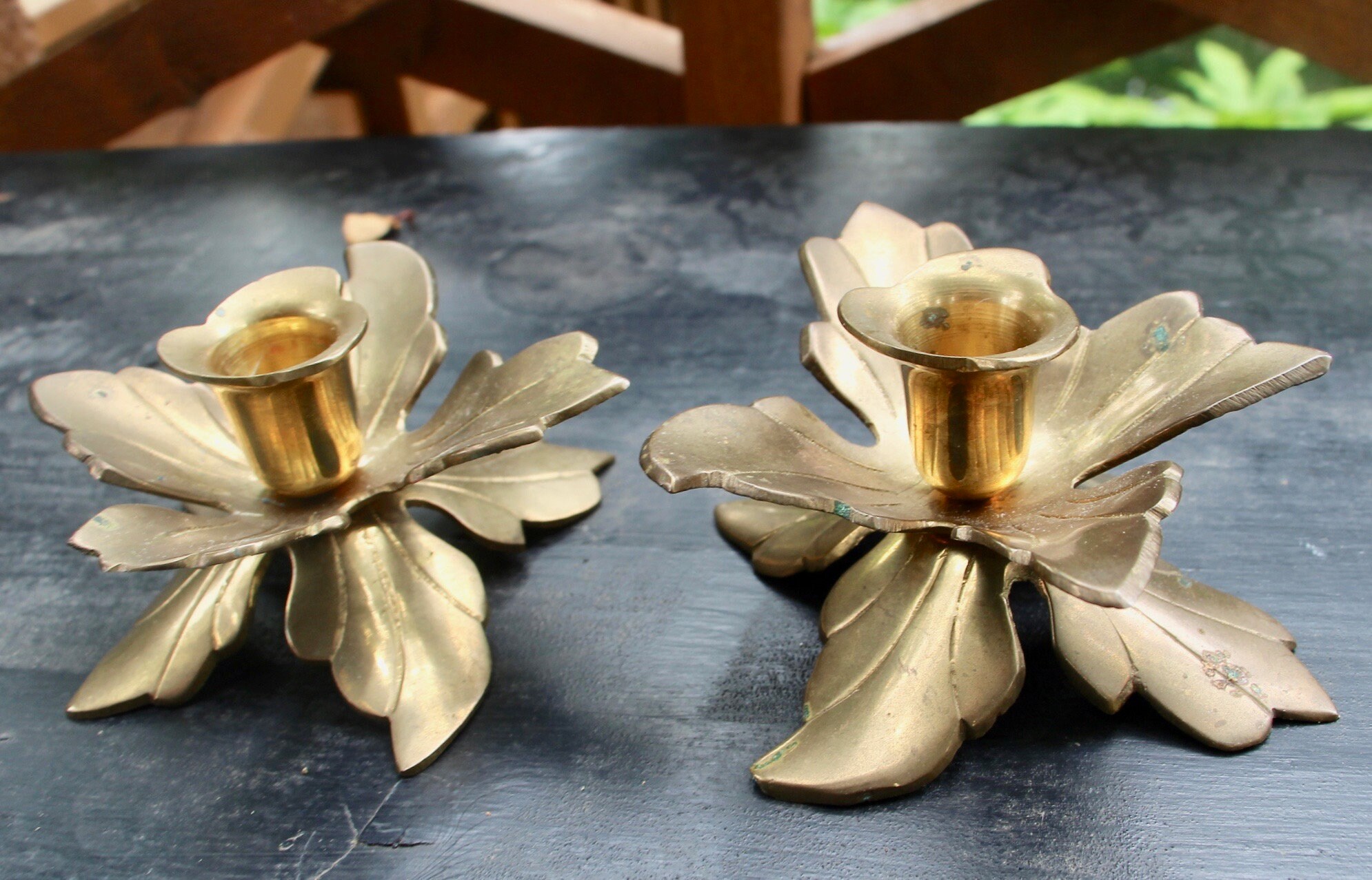 Brass Leaf Candle holders Etsy