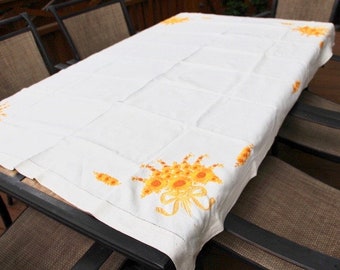 Hand embroidery vintage tablecloth