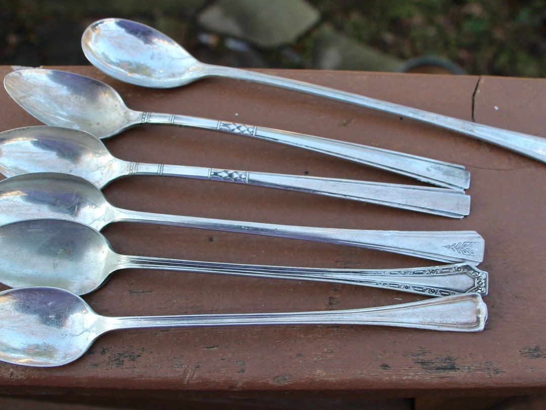Six Vintage Ice Tea Spoons Etsy