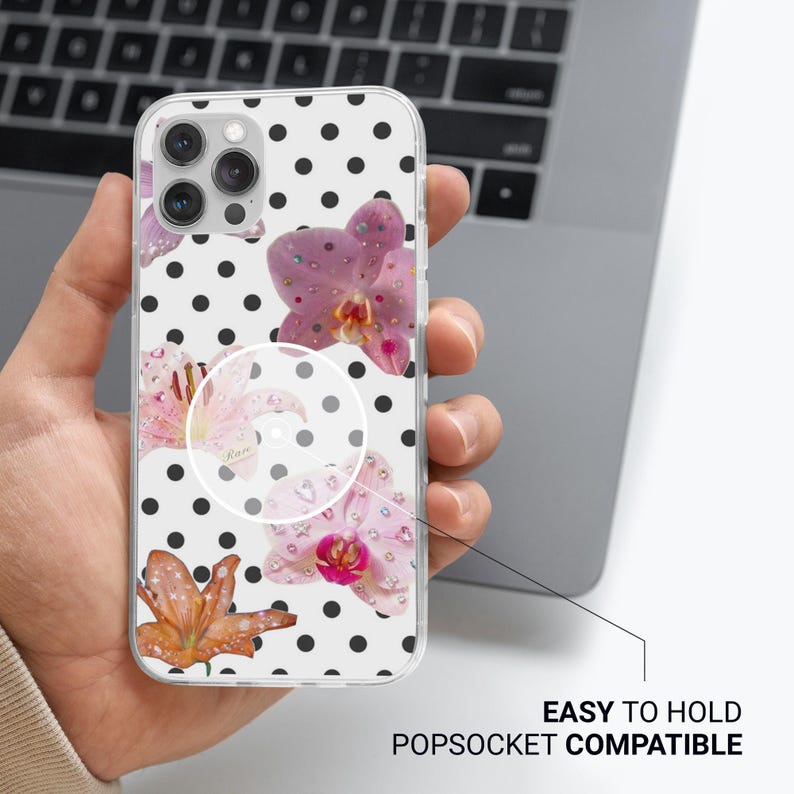 Orchid Flower Botanical Phone Case, Elegant Print image 10