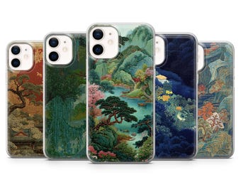 Japanese Art Tapestry Asian Style Phone Case, Elegant Print
