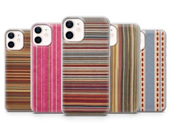 Funda para teléfono de rayas estilo boho retro, estampado elegante.
