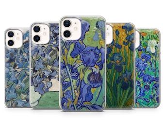 Iris Floral Van Gogh Phone Case, Elegant Print