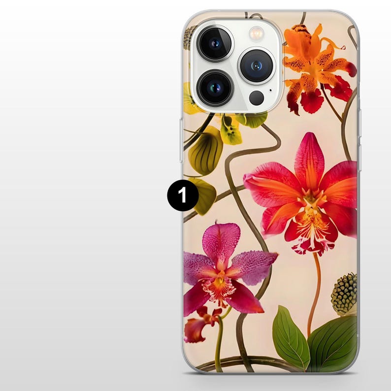Orchid Flower Botanical Phone Case, Elegant Print image 2