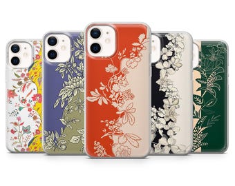Funda para teléfono con estampado floral vintage Botanical Toile, elegante diseño.