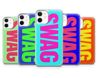 Funda para teléfono Swag con tipografía en negrita y estampado elegante.