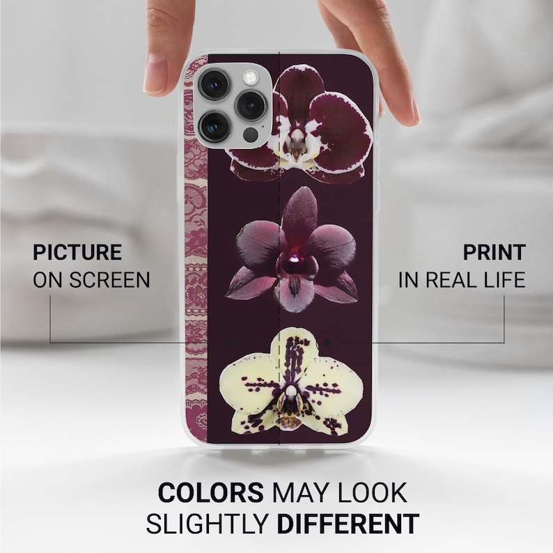 Orchid Flower Botanical Phone Case, Elegant Print image 9