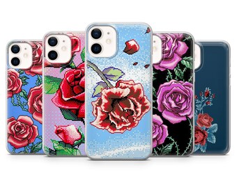 Funda para teléfono Rose Pixel Y2K, estampado elegante.