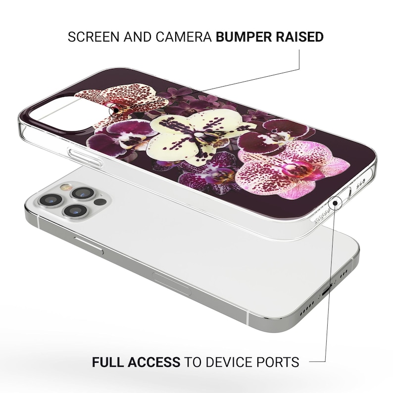 Orchid Flower Botanical Phone Case, Elegant Print image 8
